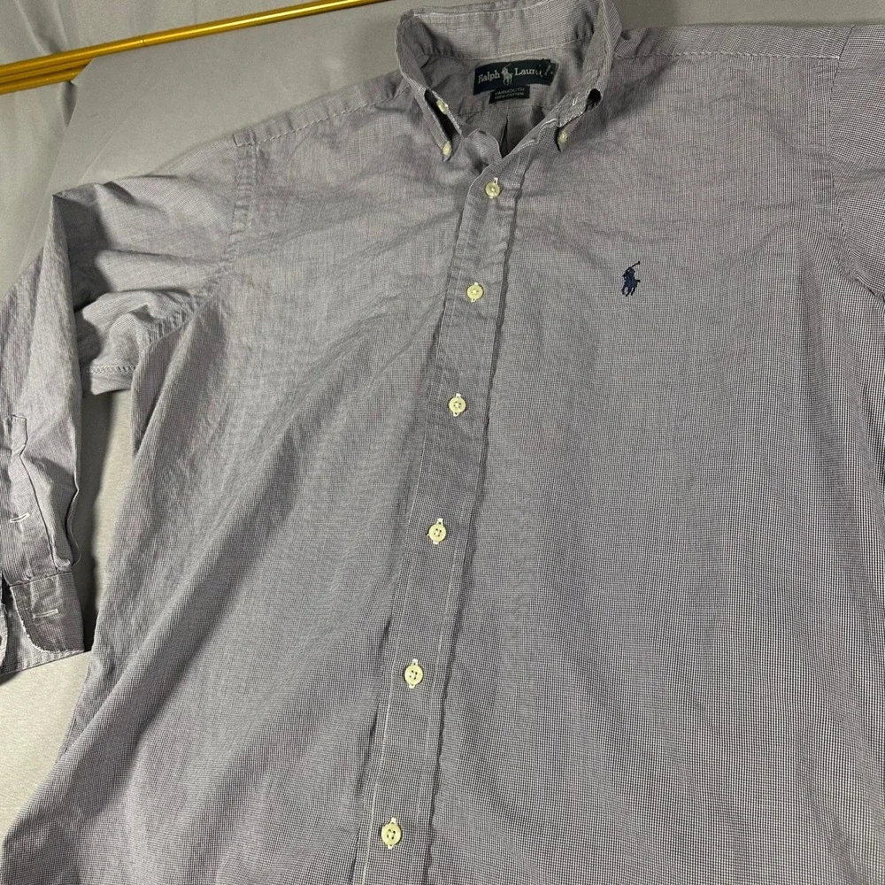 Ralph Lauren Yarmouth Shirt Mens 15 32/33 Blue White Check Cotton Button Down